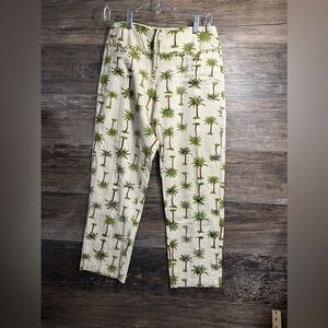 Haven Bleu Palm Tree Print Cropped Pants